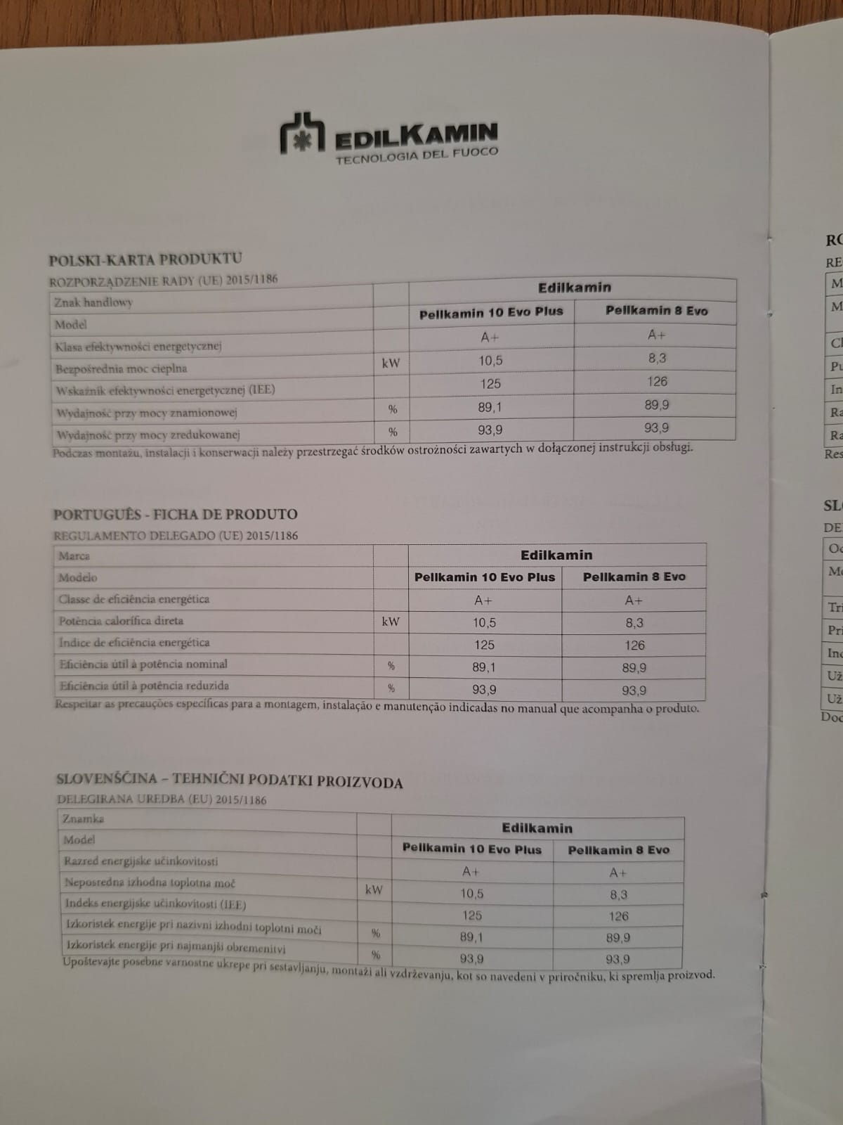 Wkład kominkowy na pellet Edilkamin Pellkamin 10 Evo Plus - dane techniczne